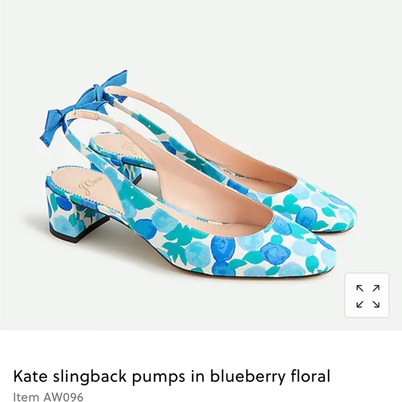 NWT J.Crew Kate Slingback Heel Blue White 6.5 - Picture 2 of 4